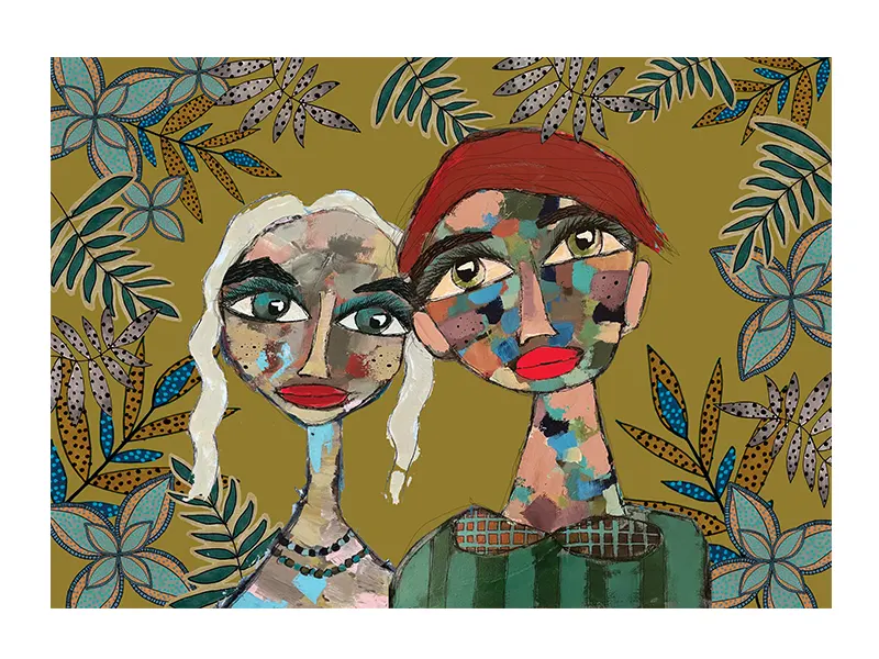 キャンバス画仲良し